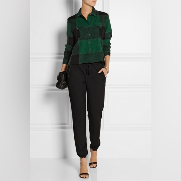 Sea New York Buffalo Plaid Wool Blend And Lace Shirt Women Size 2 In Green/Black - Picture 1 of 9